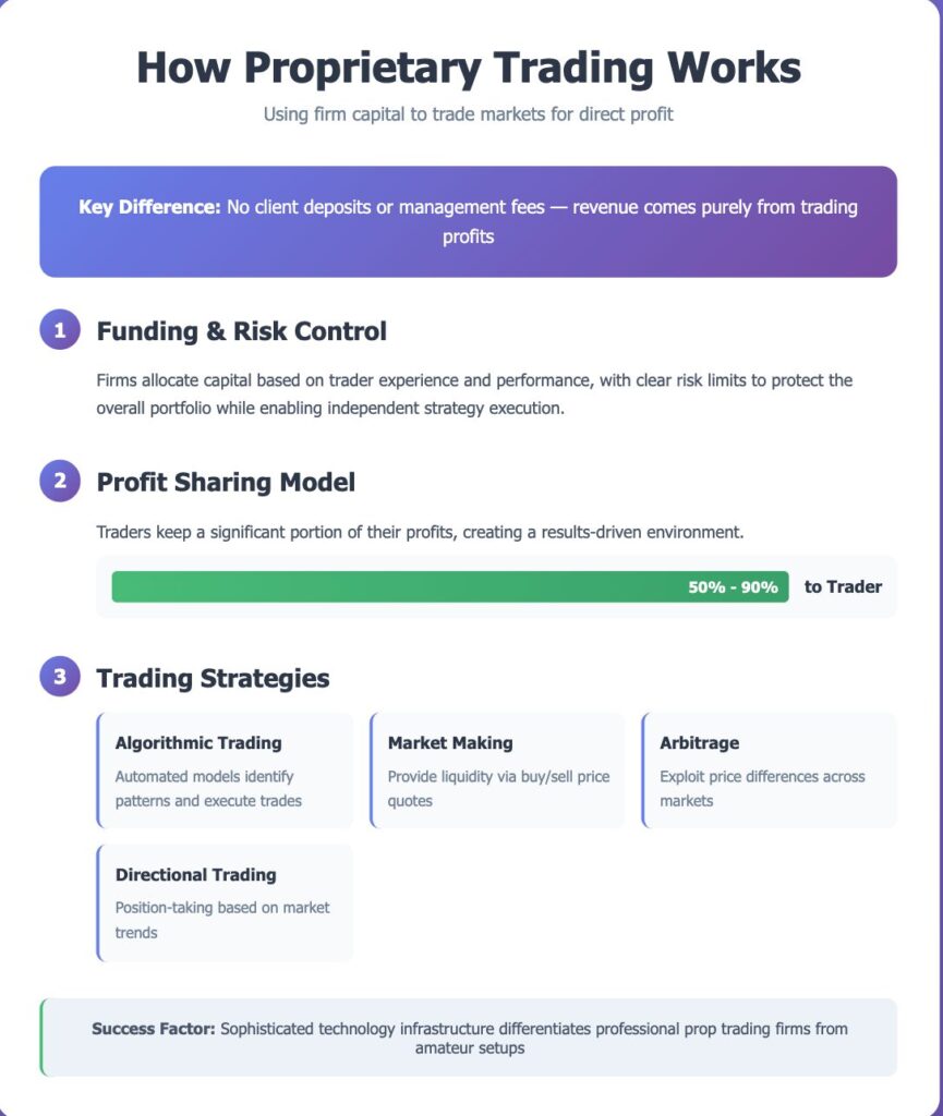 Infographic showing how prop trading works