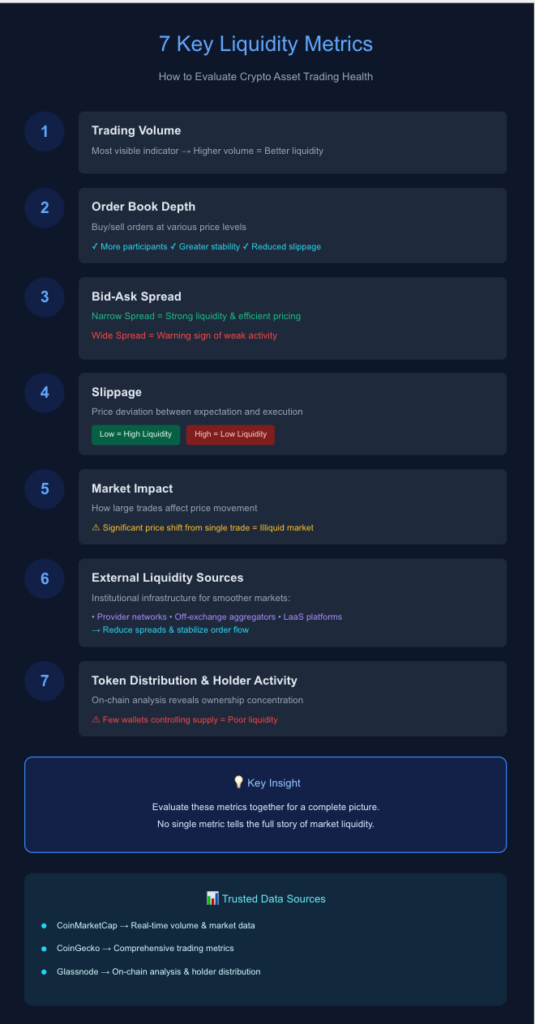 7 مقاييس سيولة رئيسية لصحة تداول الأصول المشفرة.