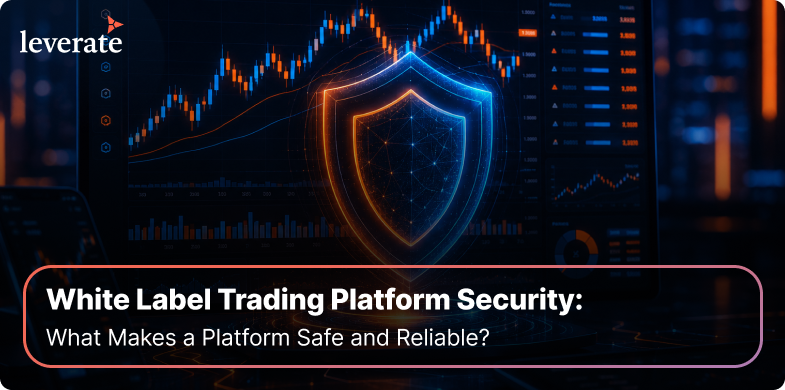 Bilgisayar ekranındaki dijital işlem grafiğinin üzerine parlak bir kalkan yerleştirilmiş; bu, stabilcoin ödemeleriyle güçlendirilmiş işlem platformu güvenliği kavramını göstermektedir. Metinde şöyle yazıyor: "White Label İşlem Platformu Güvenliği: Bir Platformu Güvenli ve Güvenilir Kılan Nedir?.